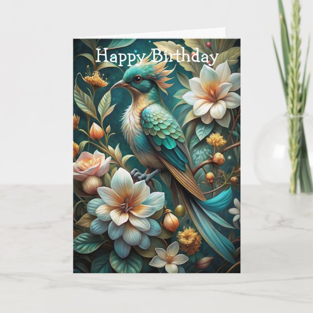 Cute Turquoise Bird Card (Front)