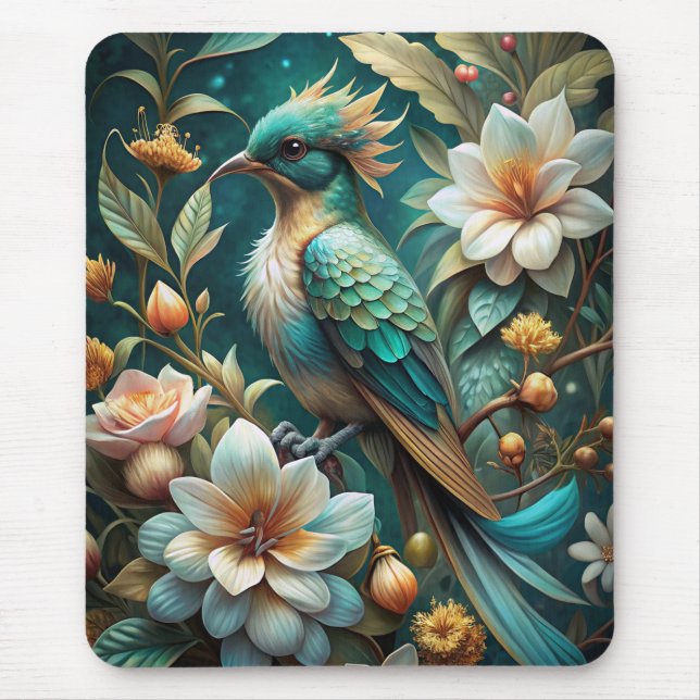 Cute Turquoise Bird Mouse Pad (Front)