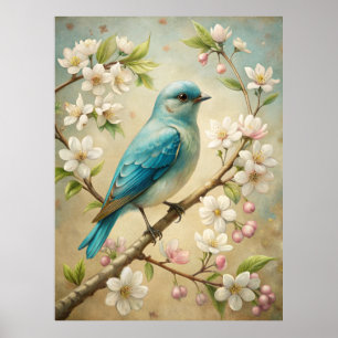 Cute Turquoise Bird Poster