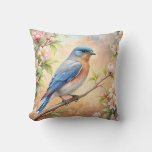 Cute Turquoise Bird Throw Pillow