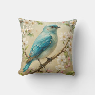 Cute Turquoise Bird Throw Pillow