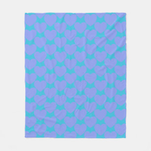 Cute Turquoise Blue and Periwinkle Heart Pattern  Fleece Blanket