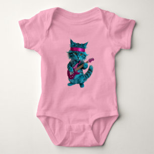 Cute Turquoise Cat Baby Bodysuit