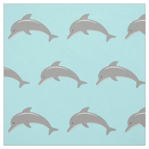 Cute turquoise dolphin pattern fabric DIY textile