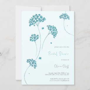 Cute Turquoise Flowers Bridal Shower  Invitation