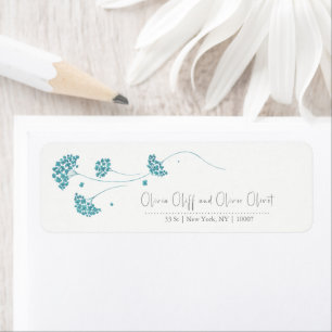 Cute Turquoise Flowers Return Address