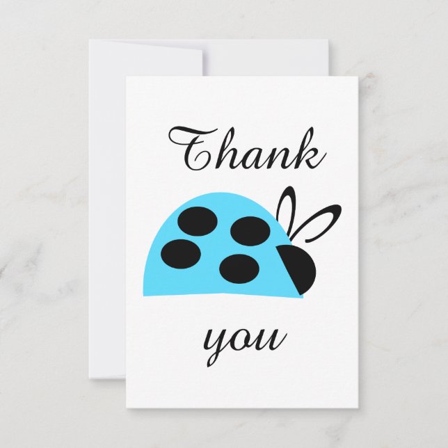 Cute Turquoise Ladybug Thank You Card (Front)