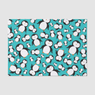 Cute turquoise penguin pattern tissue paper
