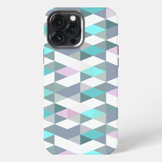 Cute Turquoise Pink Squares Triangles Art Pattern iPhone Case (Back)