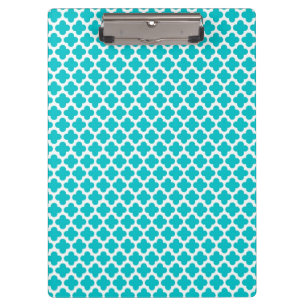 Cute Turquoise Quatrefoil Pattern Clipboard
