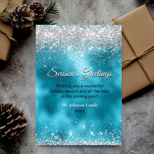 Cute turquoise silver Christmas New Year greeting  Card