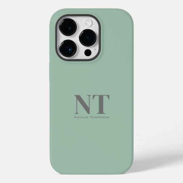 Cute Turquoise simple Monogram initial modern Case-Mate iPhone Case (Back)