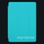 Cute Turquoise Solid Colour Personalized Name iPad Pro Cover<br><div class="desc">Cute Turquoise Solid Colour Personalized Name iPad Pro Cover</div>
