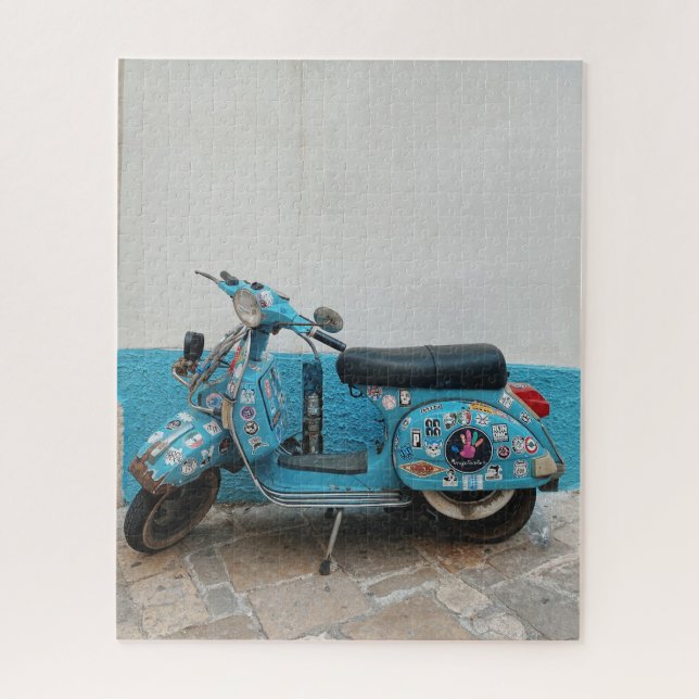Cute Turquoise Vespa Photography Jigsaw Puzzle (Vertical)