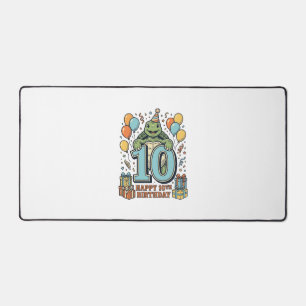 Cute Turtle 10th Birthday Vintage Party Design_1 Desk Mat