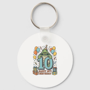 Cute Turtle 10th Birthday Vintage Party Design_1 Keychain
