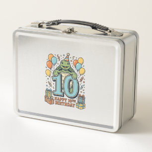 Cute Turtle 10th Birthday Vintage Party Design_1 Metal Lunch Box