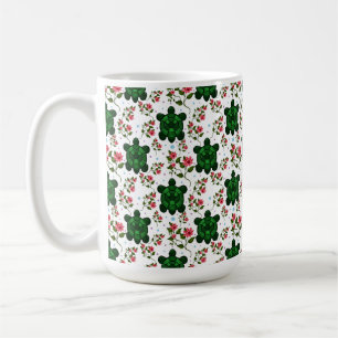 Cute Turtle and Floral Seamless Pattern  Coffee Mug