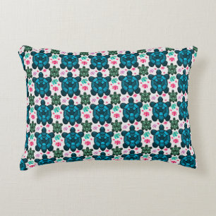 Cute Turtle and Floral Seamless Pattern  Notebook Accent Pillow