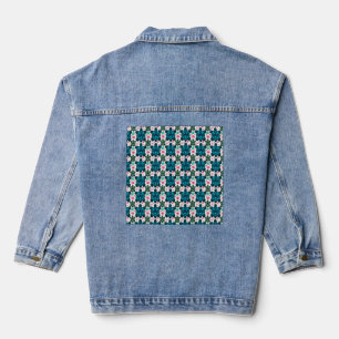 Cute Turtle and Floral Seamless Pattern Notebook Denim Jacket