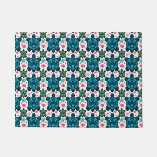 Cute Turtle and Floral Seamless Pattern  Notebook Doormat