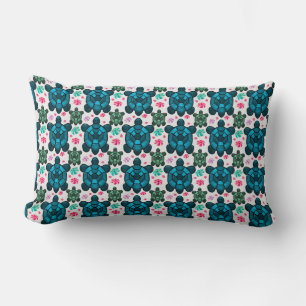 Cute Turtle and Floral Seamless Pattern  Notebook Lumbar Pillow