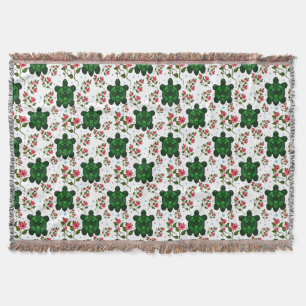 Cute Turtle and Floral Seamless Pattern  Throw Blanket