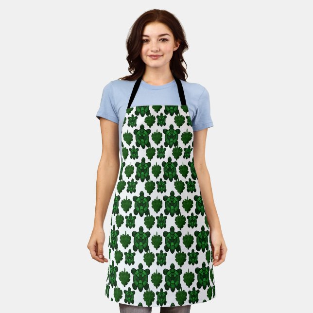 Cute turtle and leaves pattern  apron (Worn)