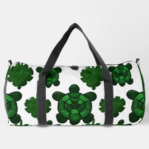 Cute turtle and leaves pattern  duffle bag