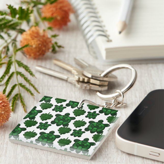 Cute turtle and leaves pattern  keychain (Front Right)