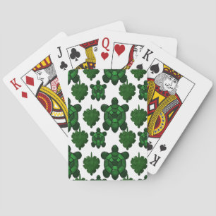 Cute turtle and leaves pattern  playing cards