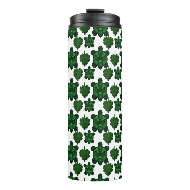 Cute turtle and leaves pattern  thermal tumbler (Front)