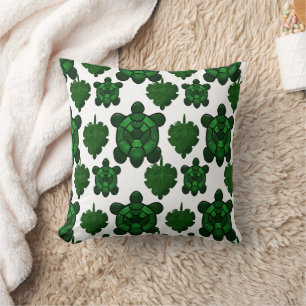 Cute turtle and leaves pattern throw pillow