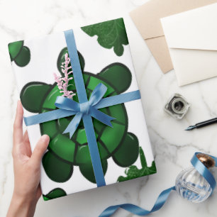 Cute turtle and leaves pattern  wrapping paper