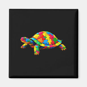 Cute Turtle And Puzzle Pieces Autism Awareness Day Magnet