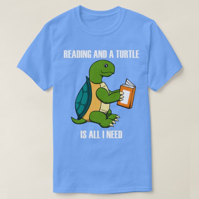 Cute Turtle and Reading Book Saying T-Shirt (Design Front)