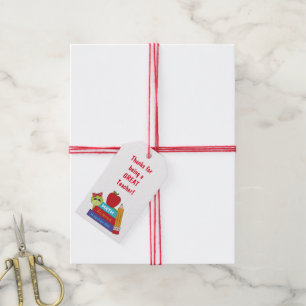 Cute Turtle and School Books Gift Tags