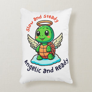 Cute Turtle Angel with Wings Cartoon Accent Pillow