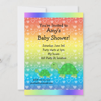 Cute turtle baby shower invitation
