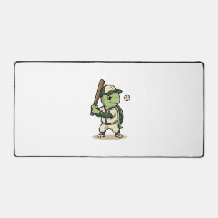 Cute Turtle Baseball Batter Vintage Vector Art_1 Desk Mat