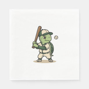 Cute Turtle Baseball Batter Vintage Vector Art_1 Napkin