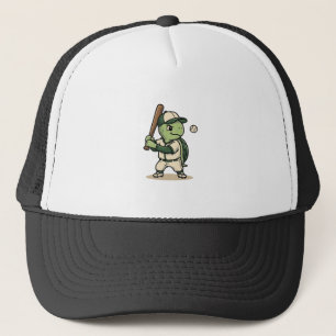 Cute Turtle Baseball Batter Vintage Vector Art_1 Trucker Hat