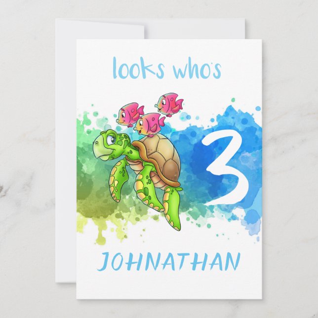 Cute Turtle Birthday Card (Front)