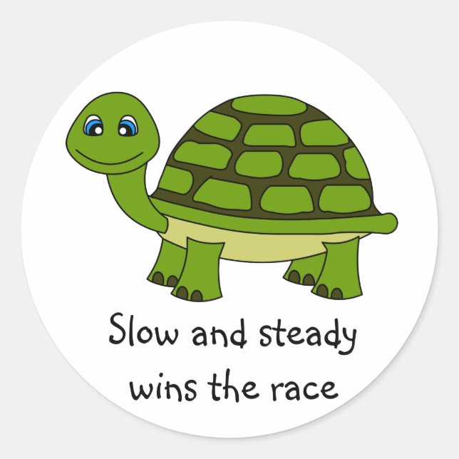Cute Turtle Cartoon Classic Round Sticker (Front)