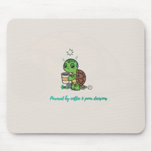 Cute Turtle Coffee Lover Mouse Pad