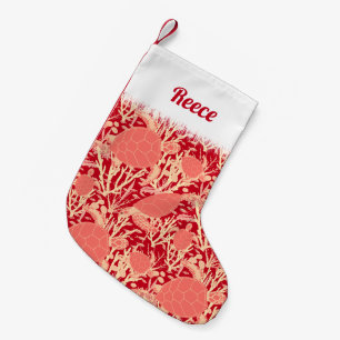 Cute Turtle Coral Reef Underwater Pattern Small Christmas Stocking