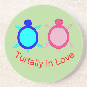 Cute Turtle Couple Coaster