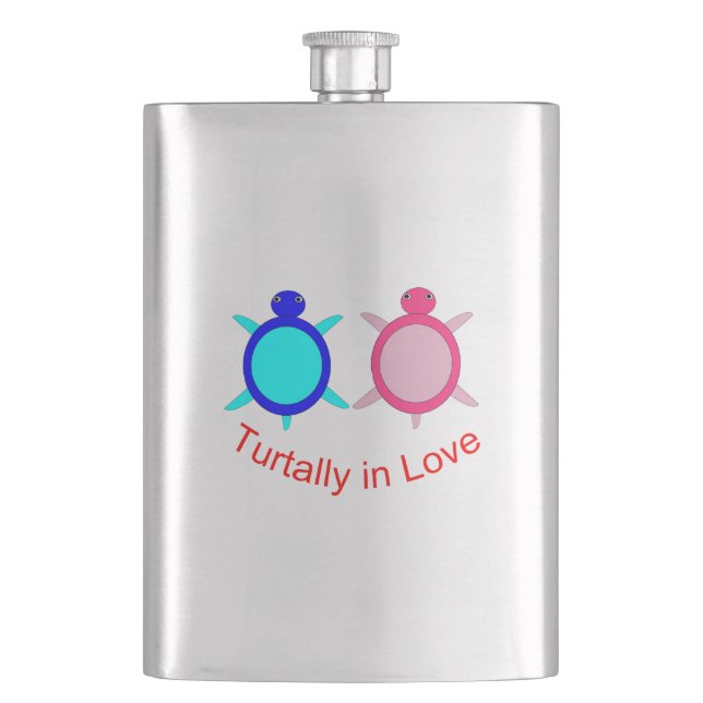 Cute Turtle Couple Hip Flask (Front)