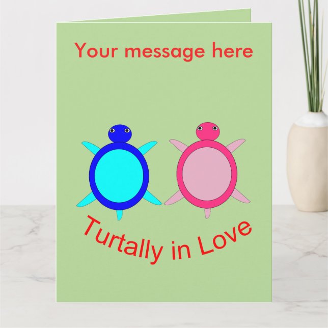 Cute Turtle Couple Personalized Card (Front)