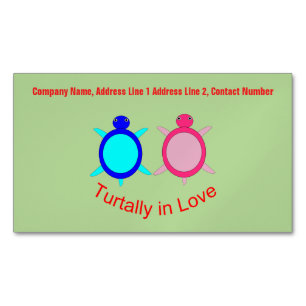 Cute Turtle Couple Personalized Magnetic Business Card